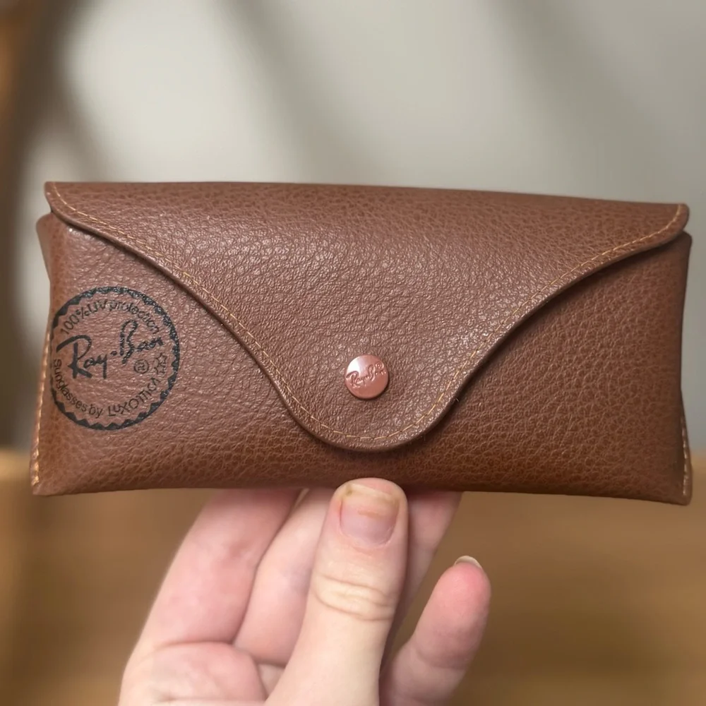 Ray-Ban Tan Leather Eyewear Case with Rehab Frames
